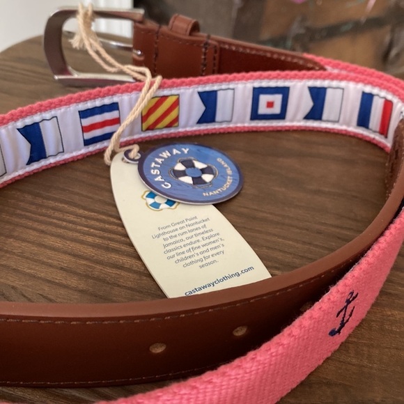 CASTAWAY Nantucket Men’s Nautical Belt- Bowsprit Hurricane Red (Pink) Sz… - Picture 7 of 7